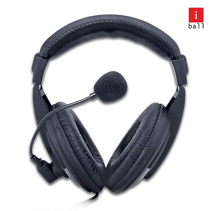 Iball Rocky Wired Over Ear Headphones with Mic (Black) Iball Rocky Wired Over Ear Headphones with Mic (Black)